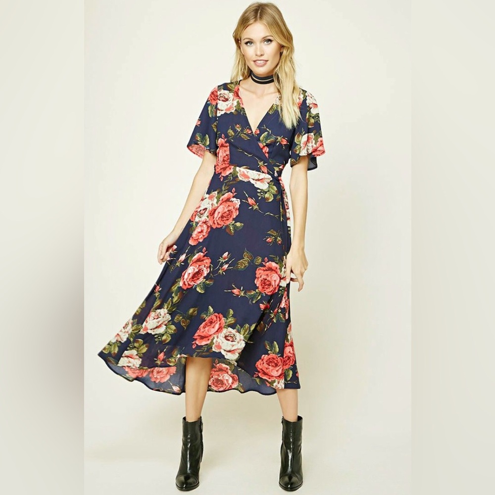 Forever 21 Boho beauty flowy midi floral Y2K dress